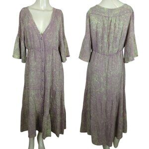 Before You with Love Midi low V neck Tiered ruffle‎ Bohemian Dress size M